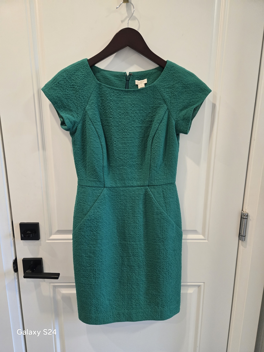 J. Crew Kelly Green Textured Cap-Sleeve Sheath Dress